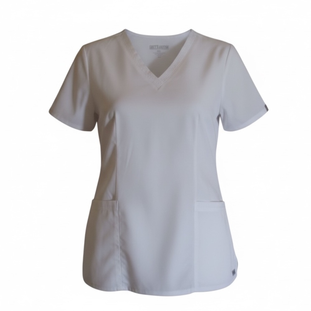 Grey's Anatomy by Barco Classic White V-Neck Scrub Tops Set of 3 Size 3XL